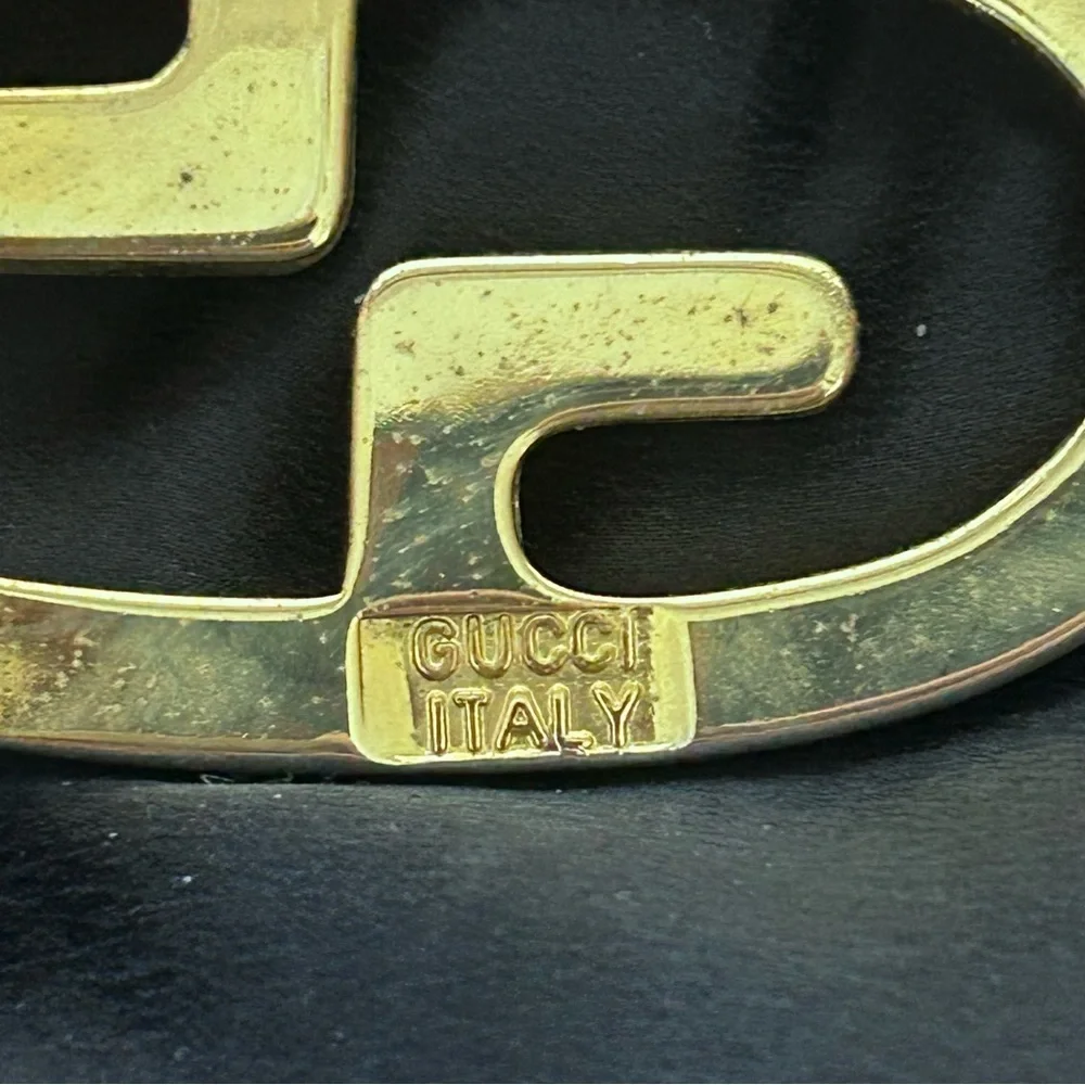 Vintage Gucci Double G GG Two-Tone Belt Buckle Made in Italy